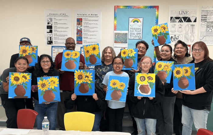 Families at Baca enjoyed a community Kid + Adult Paint Night in partnership with Gallup Arts.